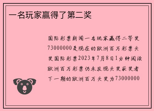 一名玩家赢得了第二奖 